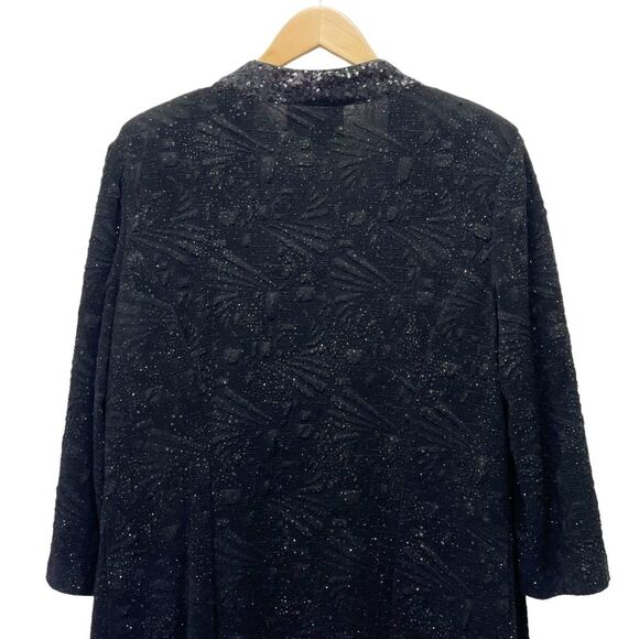 NWT Alex Evenings Midi Length Jacket Scoop Neck Dress Set Black Sequin Size 12 - Picture 12 of 15